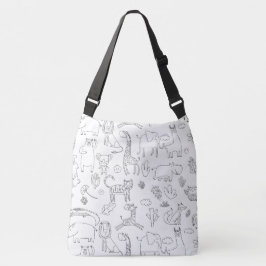 Bolso Cruzado Personalizado de Animales de Doodle Cute