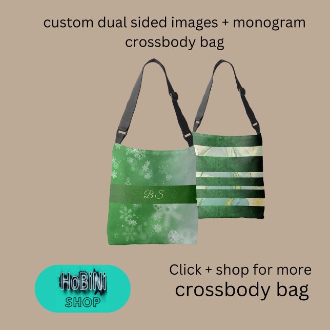 Bolso Cruzado personalizado de imágenes de doble cara + monogram (custom dual sided images + monogram crossbody bag)