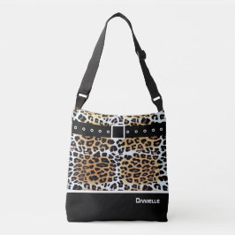 Bolso Cruzado Personalizado de Leopardo Blanco Marrón y Negro