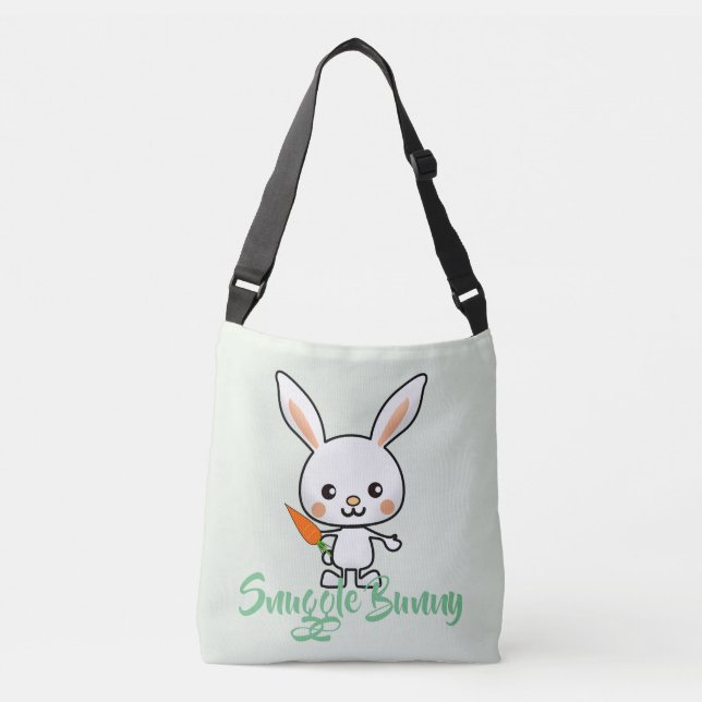 Bolso Cruzado Personalizado de Snuggle Bunny Kawaii (Anverso)