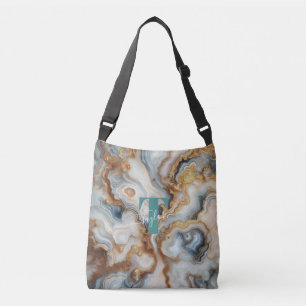 Bolso Cruzado Personalizado elegante Pearl Golden Agate Monogram