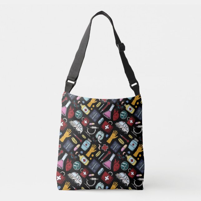 Bolso Cruzado Personalizado médica médico patrón de ciencias de  (Anverso)