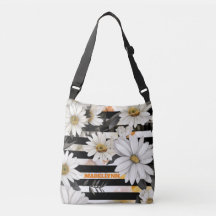 Personalizado moderno margarita Tote rayado negro 