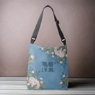 Bolso Cruzado Personalizado Monograma Floral rosa inicial