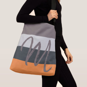 Bolso Cruzado Personalizado Monograma M Naranja de patrón rayado