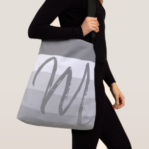 Bolso Cruzado Personalizado Monograma M Patrón rayado Blanco Gri