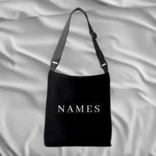 Bolso Cruzado Personalizado negro simple Añadir su nombre elegan