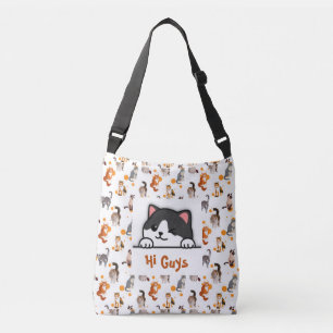 Bolso Cruzado Personalizado Tote Bag Cat Peeking Cute