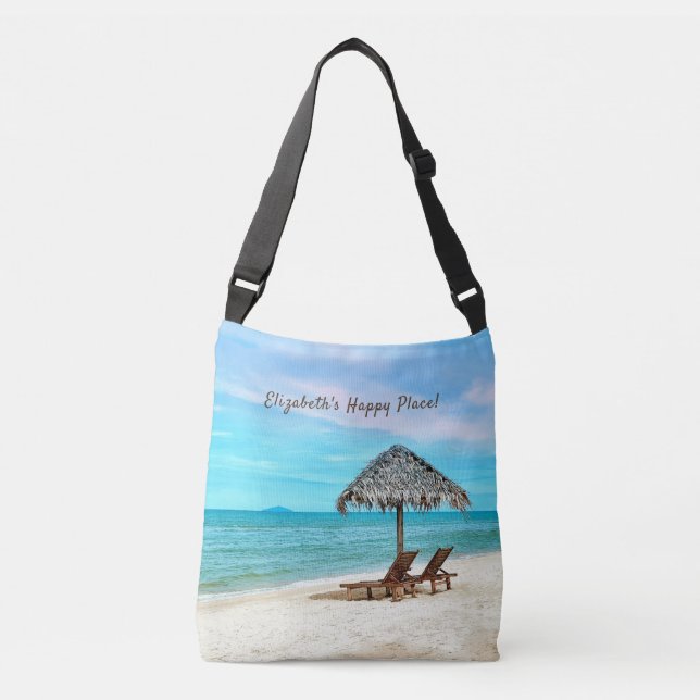 Bolso Cruzado Personalizado Tropical Sandy Beach (Anverso)