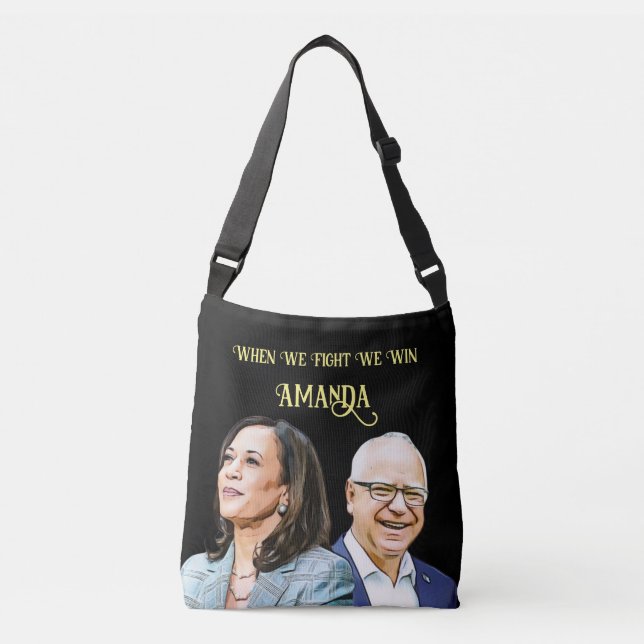 Bolso Cruzado Personalizar Kamala Harris Tim Walz 2024 Tote Bag (Anverso)