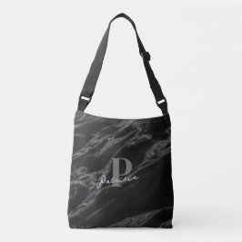 Bolso Cruzado Personalized with Name Initial Chic Marble Black