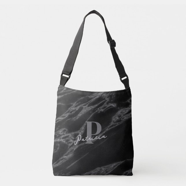 Bolso Cruzado Personalized with Name Initial Chic Marble Black (Anverso)