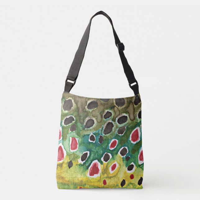 Bolso Cruzado Pesca de trucha marrón (Anverso)