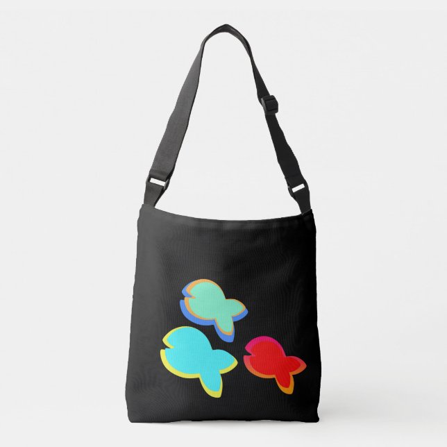 Bolso Cruzado Pescado de arcoiris negro (Anverso)