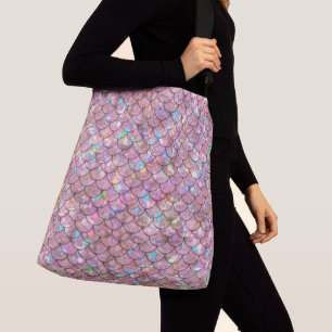 Bolso Cruzado Pescado de Sirena Rosa Escala Holográfico Elegante