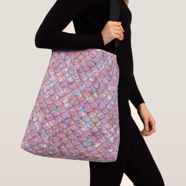 Bolso Cruzado Pescado de Sirena Rosa Escala Holográfico Elegante (Detalle)
