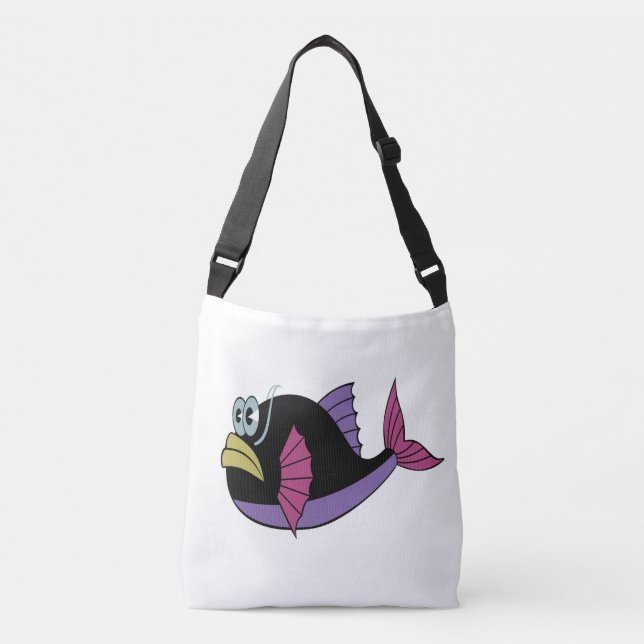 Bolso Cruzado Pescado morado y negro multicolor (Anverso)