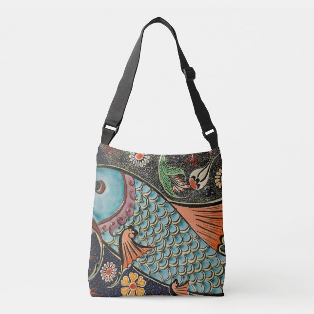 Bolso Cruzado Pescados costeros de Koi del mosaico delicado del (Anverso)