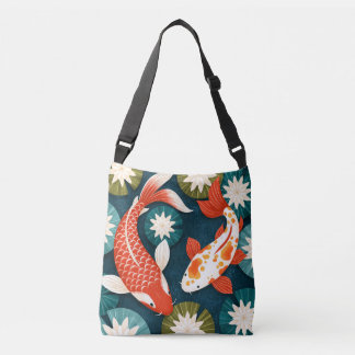 Bolso Cruzado Pez Koi Japonés Jardín Zen Flores de Loto