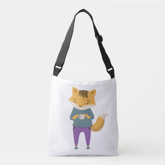 Bolso Cruzado Pezón lindo con taza de té (Anverso)