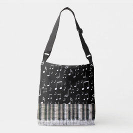 Bolso Cruzado piano de teclado de música negro y blanco