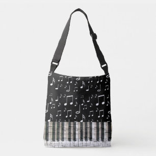 Bolso Cruzado piano de teclado de música negro y blanco