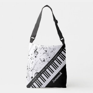 Bolso Cruzado Piano Music Notes Script Name Black White