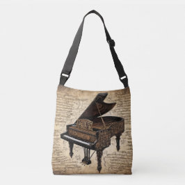 Bolso Cruzado Piano steampunk en pergamino escrito a mano