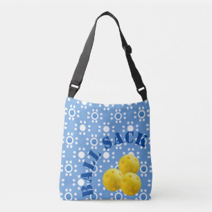 Bolso Cruzado Pickleball Ball Sack Blue White Polka Dots Amarill