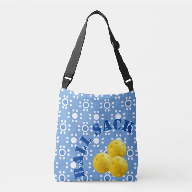 Bolso Cruzado Pickleball Ball Sack Blue White Polka Dots Amarill (Anverso)