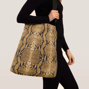 Bolso Cruzado Piel de serpiente de la Boa de Oro Exótica