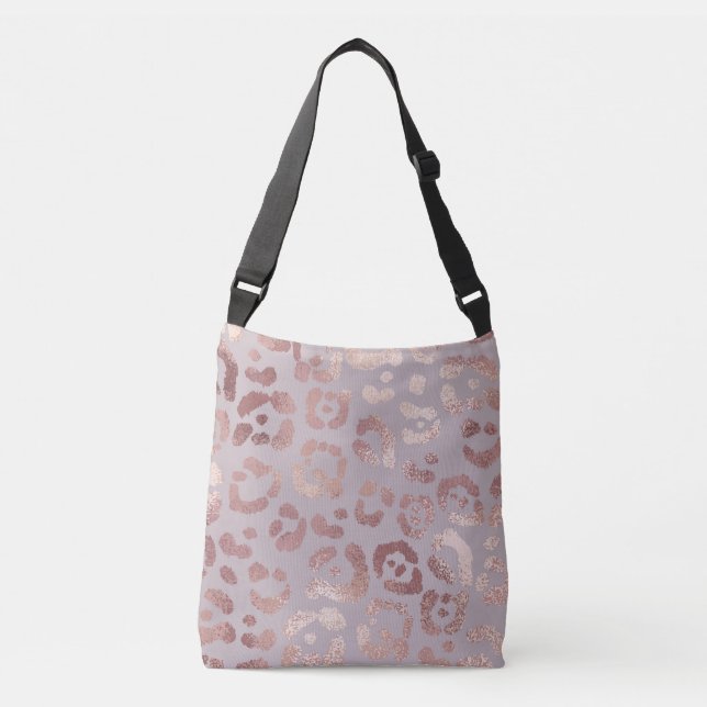 Bolso Cruzado Piel leopardo: elegancia dorada rosa. (Anverso)
