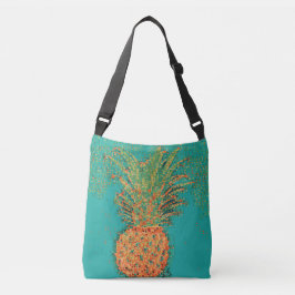 Bolso Cruzado Piña de fiesta-Piña abstracta sobre fondo brillant