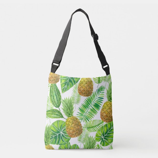 Bolso Cruzado Piñas y hojas tropicales (Anverso)