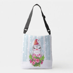 Bolso Cruzado Pingüino de Navidades burdos en Santa Hat