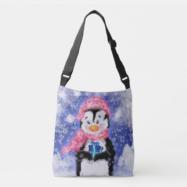 Bolso Cruzado Pingüino feliz - Navidades - (Anverso)