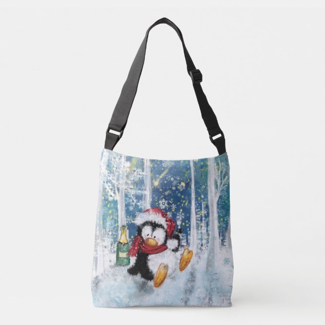 Bolso Cruzado Pingüino feliz - Navidades (Anverso)