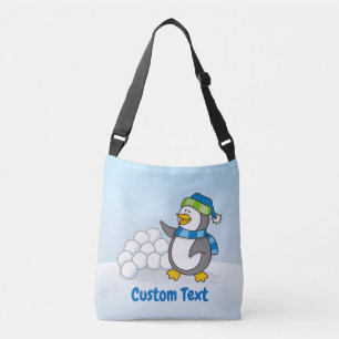 Bolso Cruzado Pingüino pequeño con bolas de nieve agitando ba de