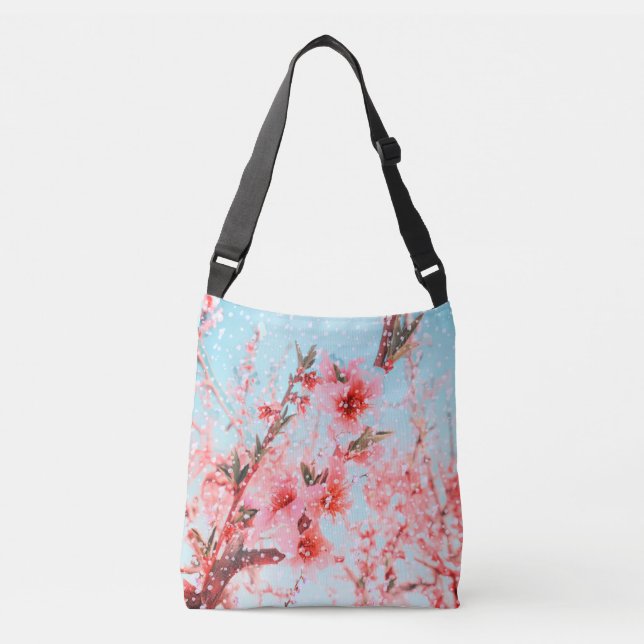 Bolso Cruzado Pink blossom and flying petals (or snow?) (Anverso)