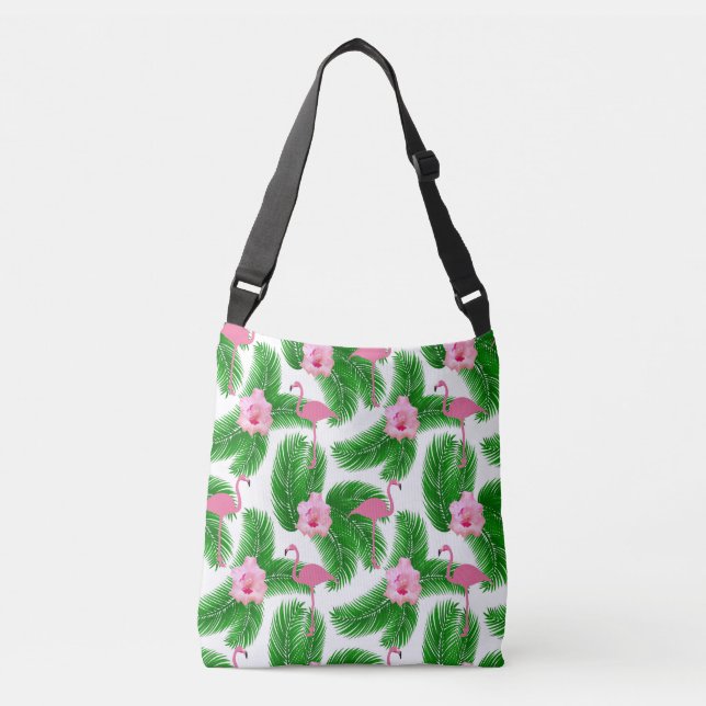 Bolso Cruzado Pink Flamingo Tropical Floral Summer Vibes (Anverso)