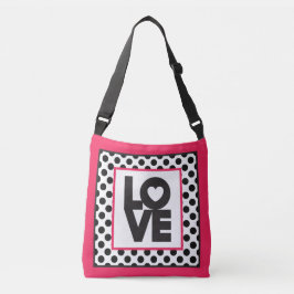 Bolso Cruzado Pink Love Black Dots