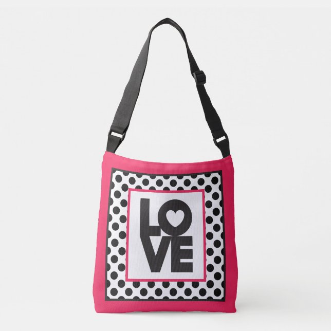 Bolso Cruzado Pink Love Black Dots (Anverso)