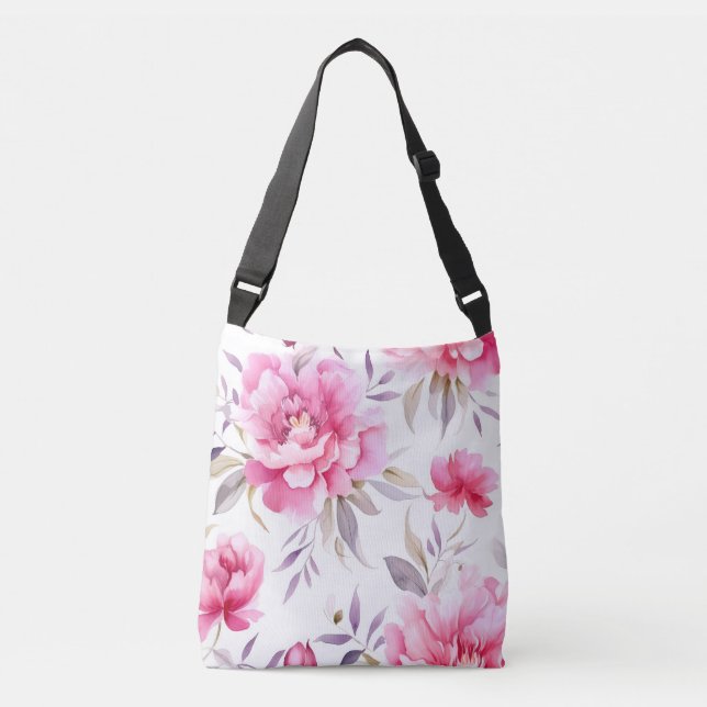 Bolso Cruzado Pink Peony Floral (Anverso)