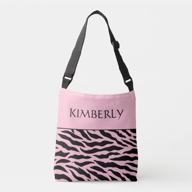 Bolso Cruzado Pink Zebra Pattern Personalized Tote (Anverso)