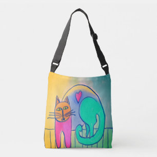 Bolso Cruzado Pintado abstracto de gato adorable