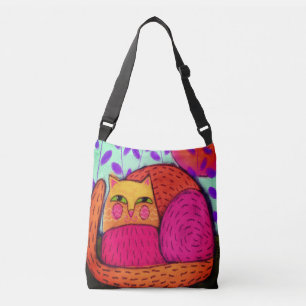 Bolso Cruzado Pintura abstracta de gatos felices