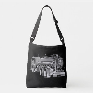 Bolso Cruzado Pintura al óleo de camión de bomberos gris