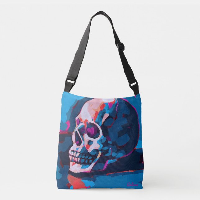 Bolso Cruzado Pintura de cráneo cromático (Anverso)