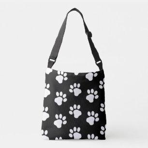 Bolso Cruzado Pintura de gato de perro blanco pinta en negro