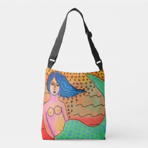 Bolso Cruzado Pintura de sirena abstracta original